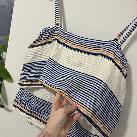Tanya Taylor Blue & White Stripe Flowy Tank Blouse Size 0 - Picture 3 of 7